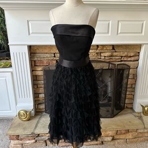 WHBM strapless black cocktail dress with tulle ruffled skirt size 8